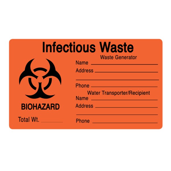 Label, Biohazard Infectious Waste label (Generator/Recipient) 3" x 5"
